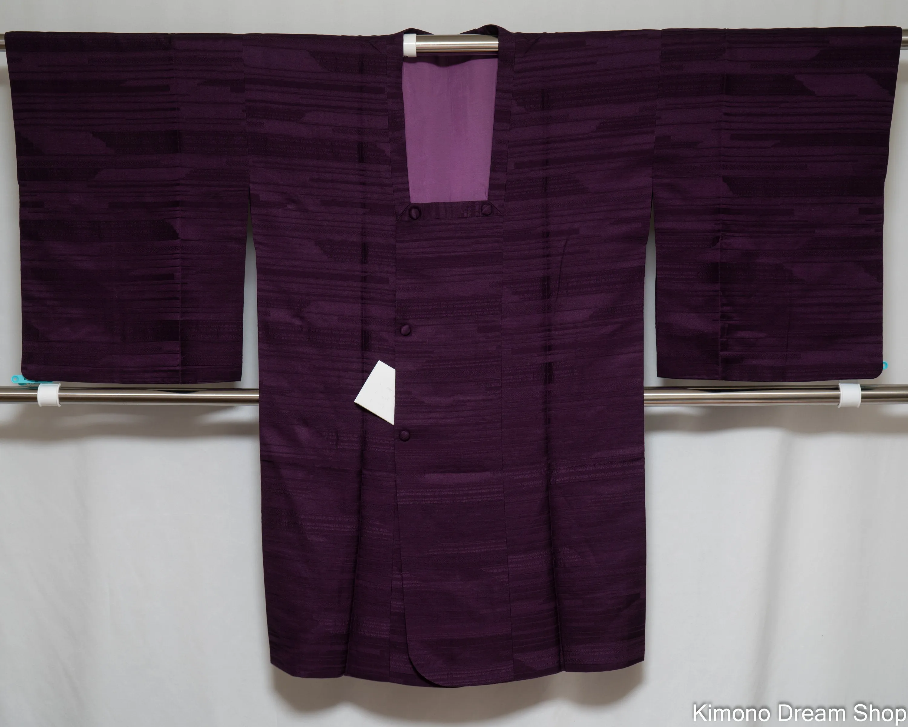 Vintage Purple Silk Michiyuki with Pocket - Japanese Kimono Jacket - Abstract Lines Shiny Iromuji Haori