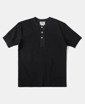 Vintage Short Sleeve Henley T-Shirt - Black