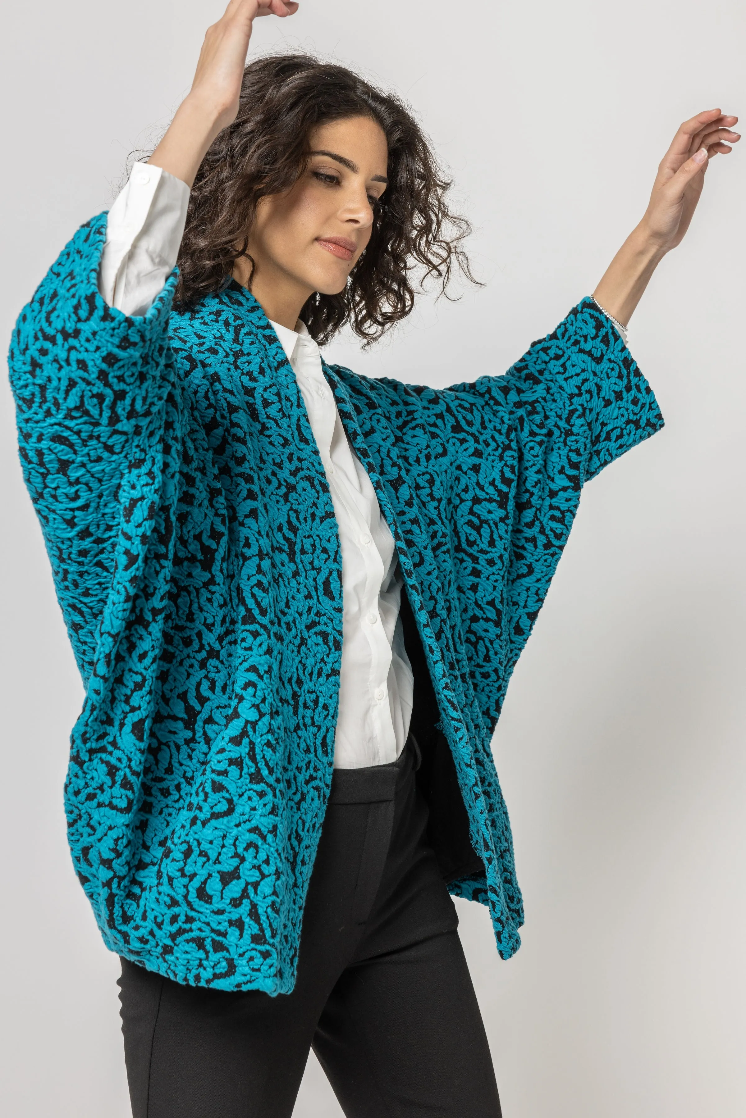 Vintage Texture Weave Kimono Cardigan Jacket