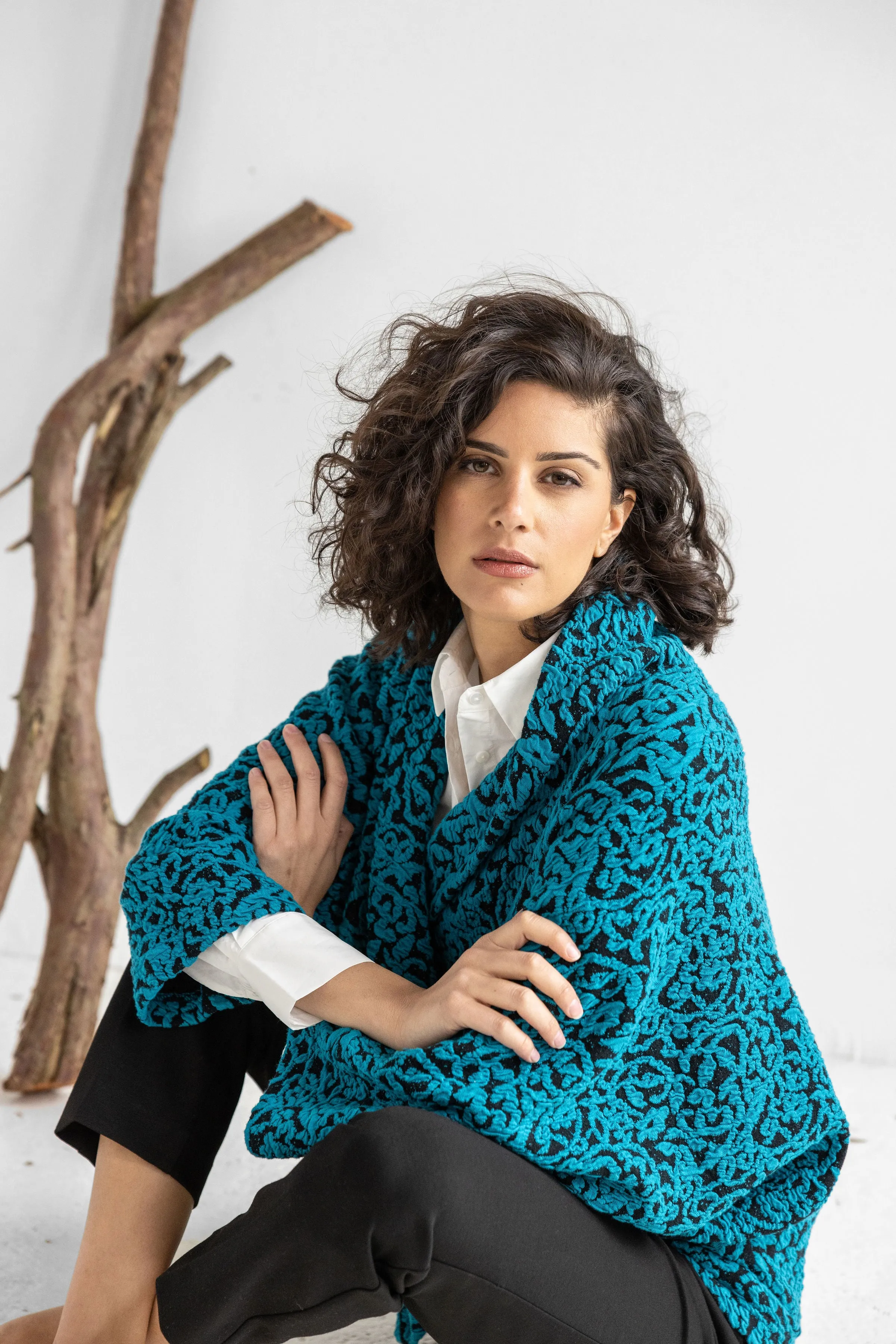Vintage Texture Weave Kimono Cardigan Jacket
