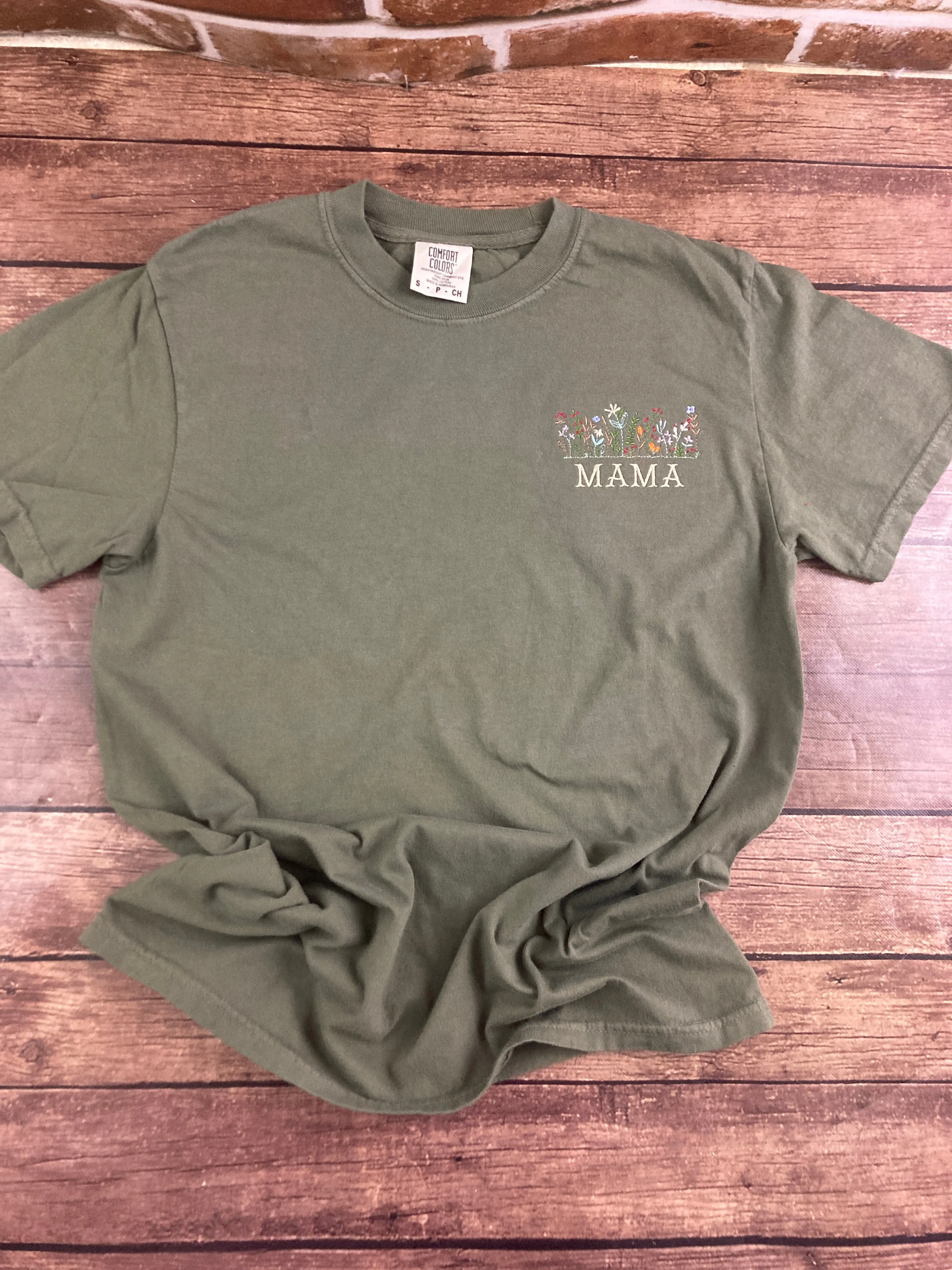 Wildflowers - Floral Mama Embroidered Shirt - Mom - Grammy - Comfort Colors Embroidered - Mommy