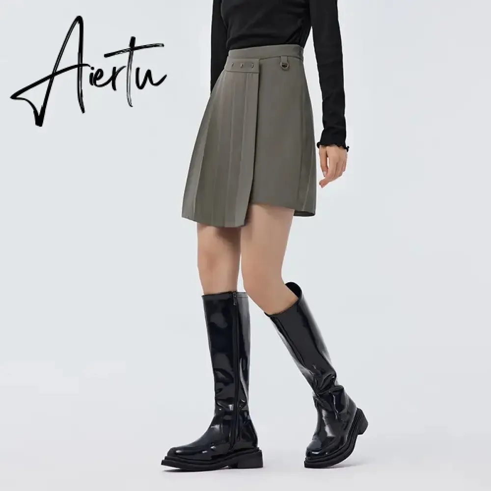 Women Skirt Spring New Playful Asymmetrical Pleated Skirt Solid Color Sweet Cool A-line Skirt for Women