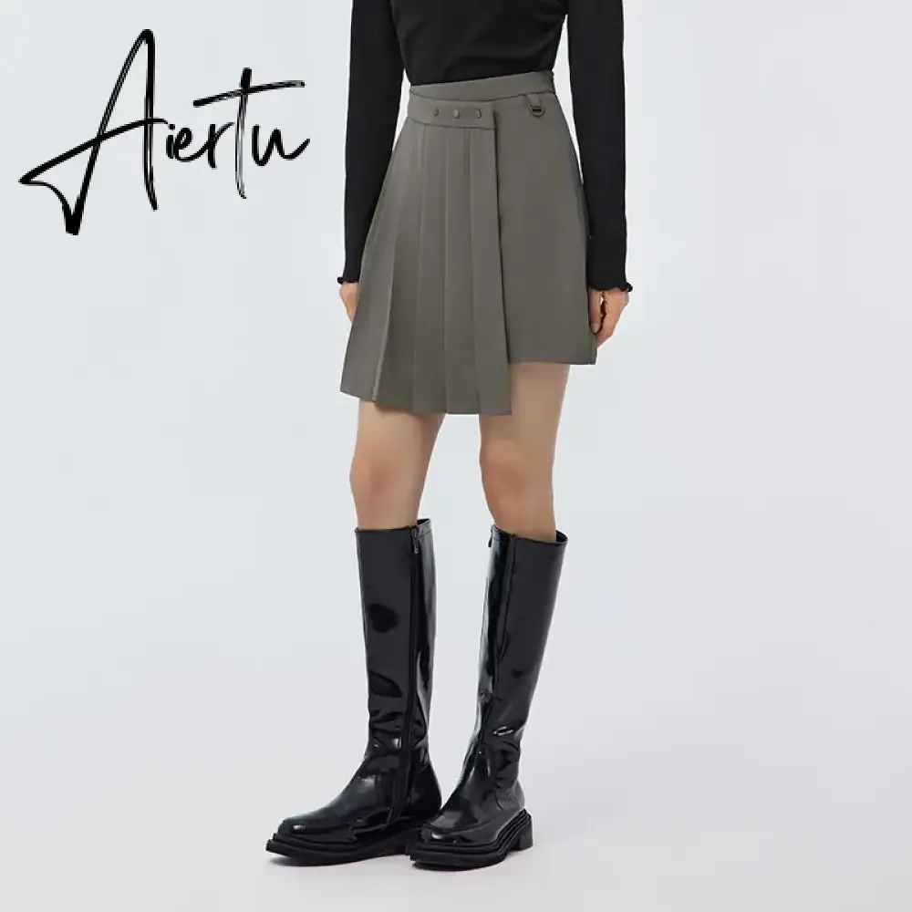 Women Skirt Spring New Playful Asymmetrical Pleated Skirt Solid Color Sweet Cool A-line Skirt for Women