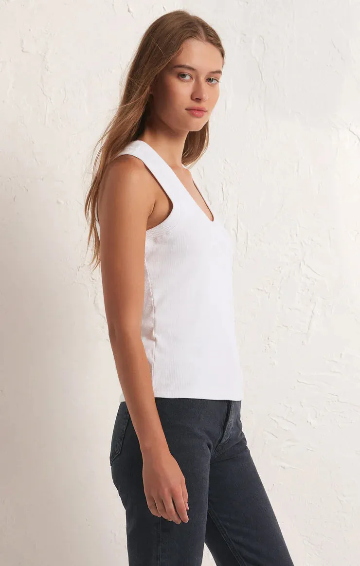 Z SUPPLY SIRENA RIB TANK TOP - WHITE