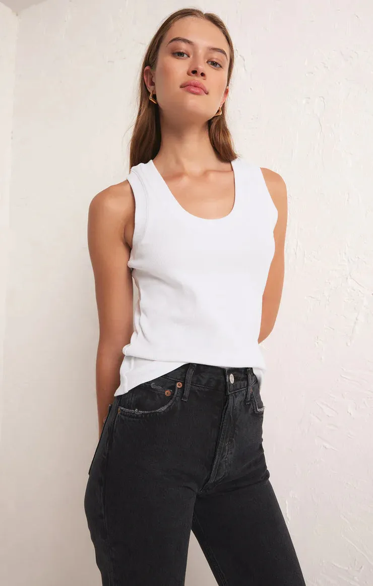 Z SUPPLY SIRENA RIB TANK TOP - WHITE