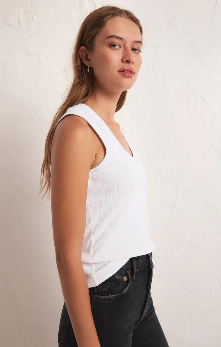 Z SUPPLY SIRENA RIB TANK TOP - WHITE