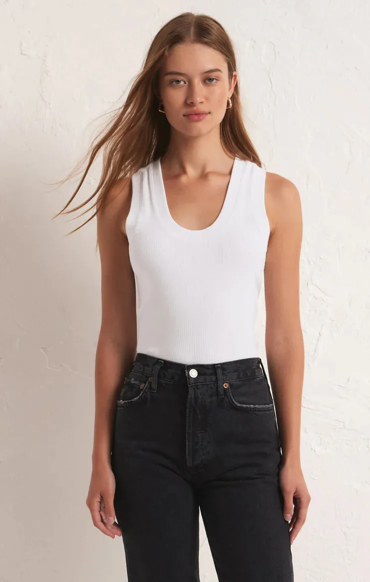 Z SUPPLY SIRENA RIB TANK TOP - WHITE